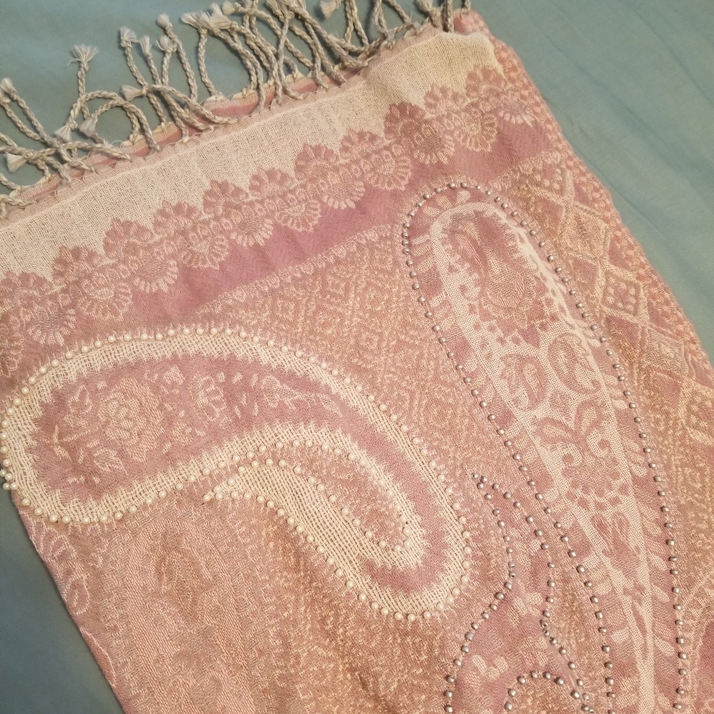 Blush colored tapestry scarf